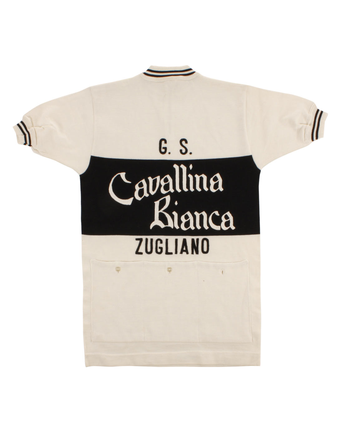 Italy. G.S.Cavallina Bianca Cycling wool t-shirt 60/70s