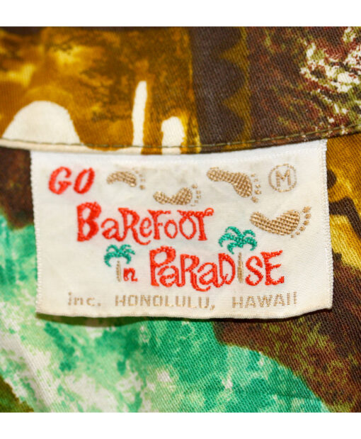 GO BAREFOOT IN PARADISE Tiki shirt '60s ca.