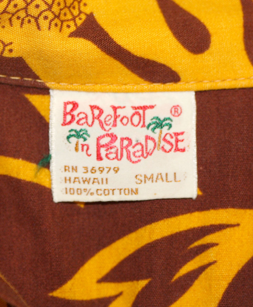 BAREFOOT IN PARADISE Hawaiian shirt '70s ca.