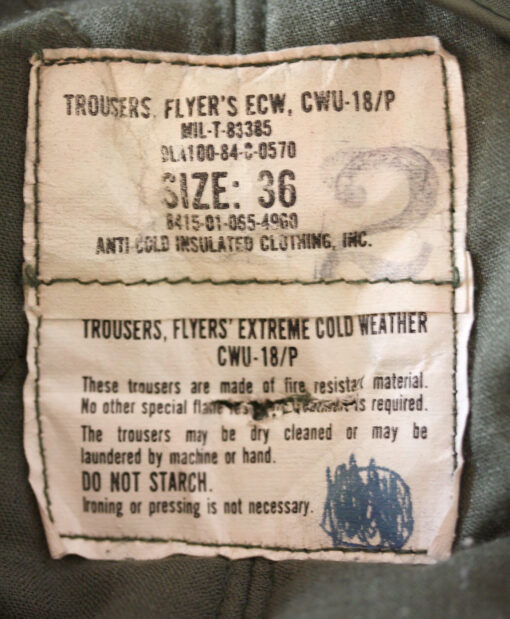 U.S.Flyer’s ECW - CWU -18/P trousers ’70/80s